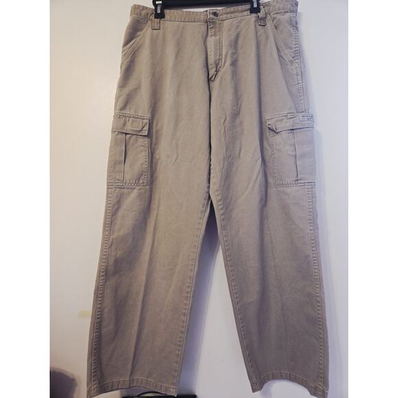 Wrangler Cargo Pants Tan Sz 36x30 Multi-Pocket Cotton Workwear Relaxed Comfy - Picture 1 of 6